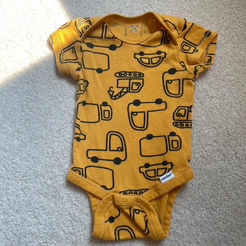 Carter's Mustard Construction Print Bodysuit